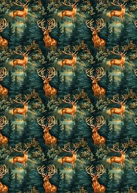 Deer in Forest Pattern
