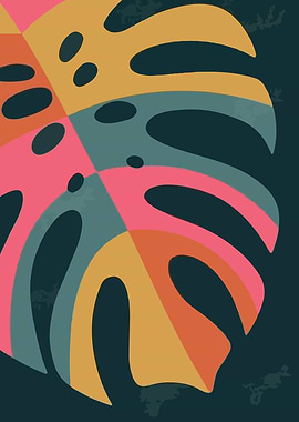 Abstract Monstera Leaf Art