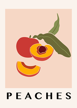 Peaches Fruit Minimalist Art Print
