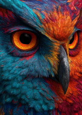 Colorful Owl Portrait