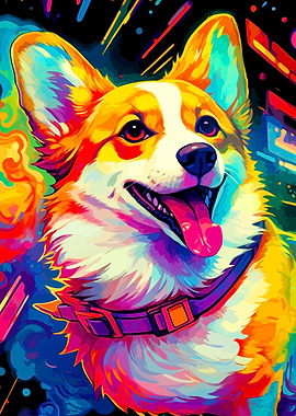 Colorful Corgi Portrait