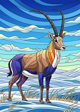Stained Glass Style Antelope Illustration