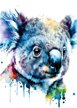 Watercolor Koala Portrait