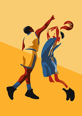 Basketball players in action, digital art