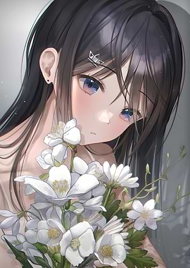 Girl with White Flowers