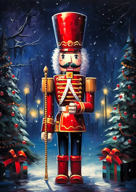 Festive Nutcracker in Winter Wonderland
