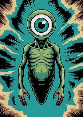 One-Eyed Alien Creature Illustration