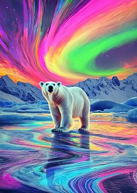 Bear Aurora Borealis Landscape