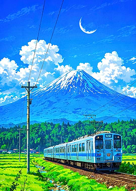 Japanese Train Mount Fuji