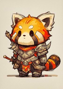 Red Panda Warrior Illustration