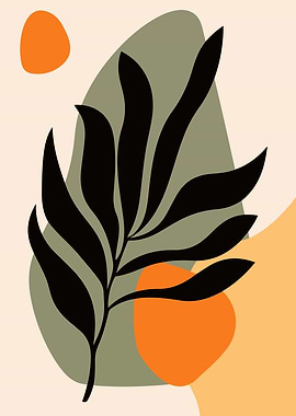 Abstract Botanical Art with Geometric Shapes