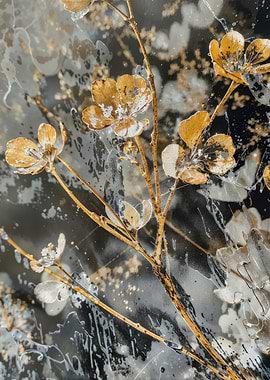 Golden Bloom Abstract Artwork Painting