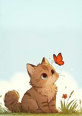 Cute Kitten Butterfly