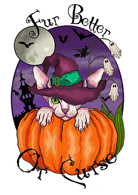Halloween Cat in Pumpkin Illustration