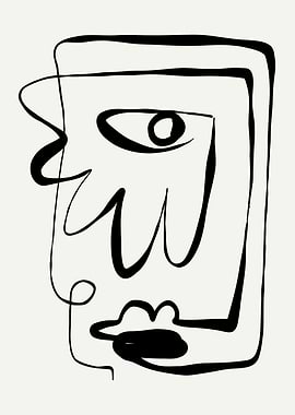 Abstract Face Line Art