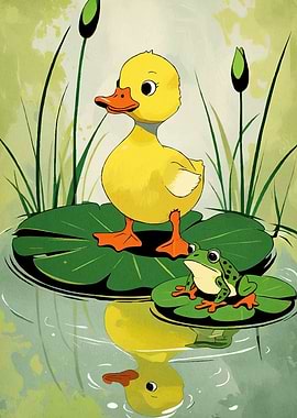 Duckling Frog Lily Pads