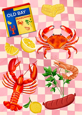 Seafood Boil Still Life Illustration