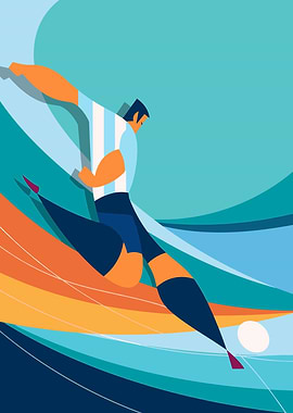 Soccer Player Kicking Ball Illustration