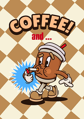 Coffee and Cigarettes - Retro Cartoon Character
