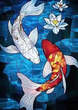Koi Fish Water Lilies