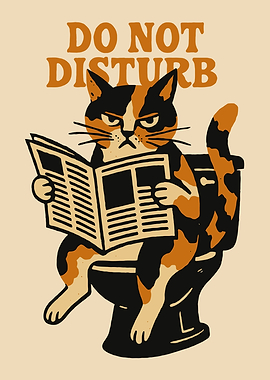 Do Not Disturb Cat on Toilet
