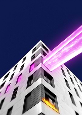 Brutalist Energy, violet Force Erupting