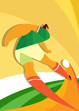 Stylized Soccer Player Kicking Ball