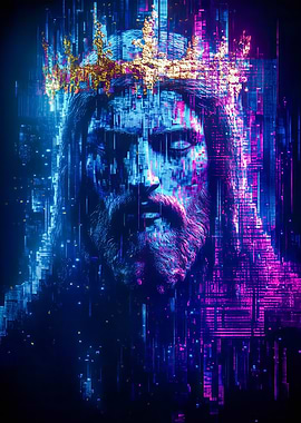 Glitch Jesus with Crown