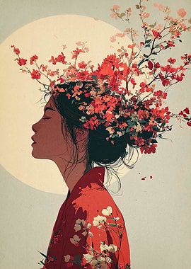 Woman with Floral Crown in Profile