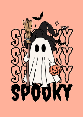 Cute Halloween Ghost with Pumpkin