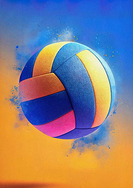 Volleyball with Colorful Background