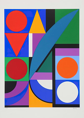 Geometric Abstract Art with Bold Colors by Auguste Herbin