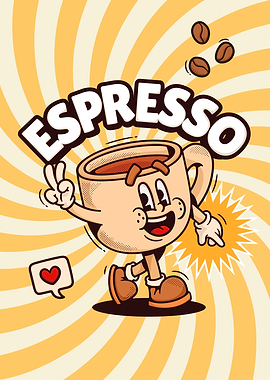 Espresso - Retro cartoon coffee