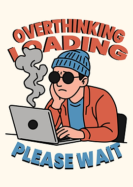 Overthinking Loading Please Wait Illustration