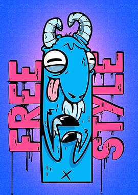 Freestyle Goat Cartoon Illustration