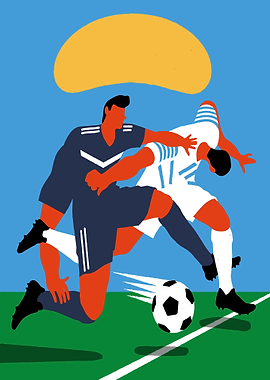 Soccer Players in Action Illustration