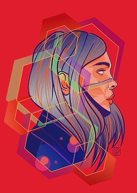 Abstract Geometric Portrait – Colorful Digital Art