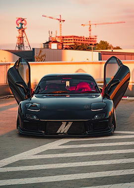 JDM LEGENDS BLACK MAZDA RX7 WITH LAMBO DOORS