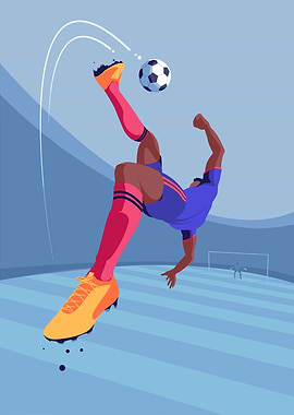 Soccer Player Bicycle Kick Illustration