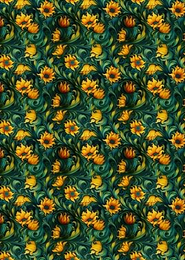 Floral Pattern with Yellow Flowers