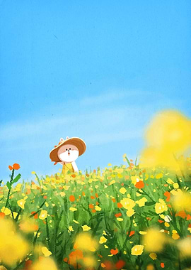 Cartoon Character Flower Field