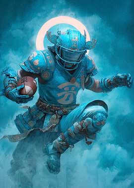 Samurai Football Player in Action