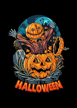 Halloween Pumpkin Scarecrow Digital Art