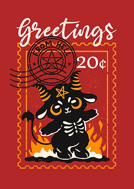 Greetings from Hell Stamp Art