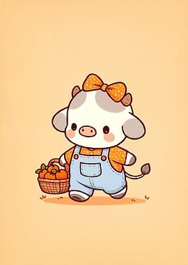 Cute Cow Cartoon Fruit