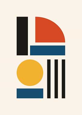 Abstract Colored Geometric Shapes Composition