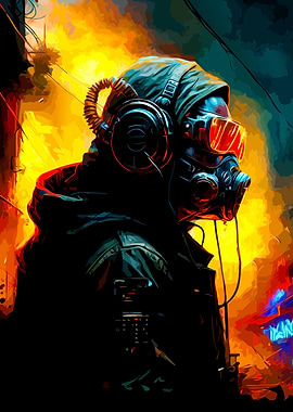 Cyberpunk Gas Mask Figure
