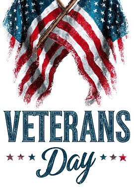 Veterans Day with American Flags