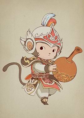 Monkey King with Gourd Illustration
