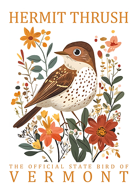 Hermit Thrush Vermont State Bird Art